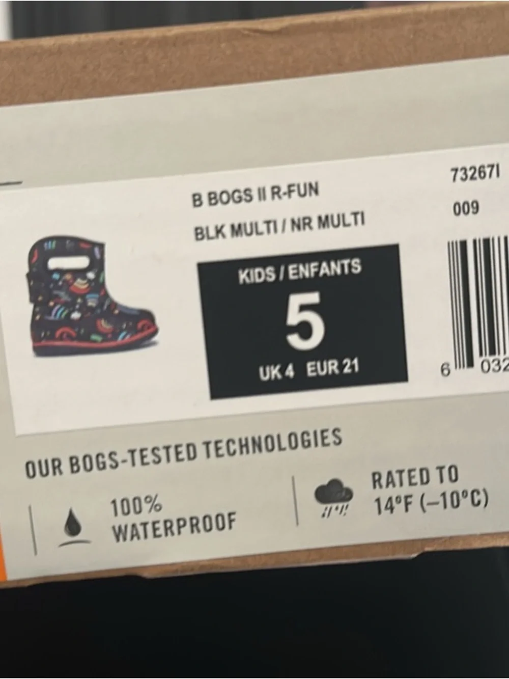 Baby Bogs II R-Fun Kids Rainbow Waterproof Boots size 5